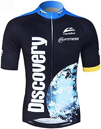 LSHEL Men's Cycling Jersey Shorts Sleeves Mountain Bike Suits 3D Gel Padded Bib Short Top Zipper Pockets Reflective