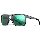 Wiley X WX Founder Sunglasses Safety Glasses for Men Shatterproof UV Eye Protection for Combat, Shooting Captivate Polarized Green Mirror Lenses Matte Graphite Frames