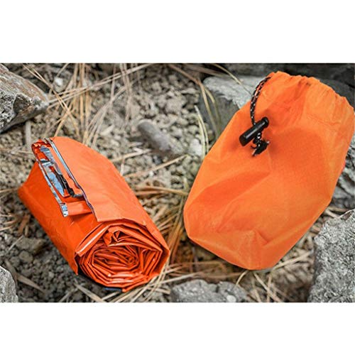 WoCoo 3PC Compact Ultra Lightweight Sleeping Bag Waterproof/windproof/warm first aid kit Emergency Blanket Liner Bags,Survival Gear Kit(Orange)