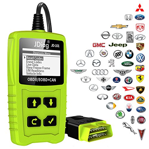 JDiag JD101 OBDII Code Reader Auto Scanner Car Engine Diagnostic Tool Check Engine light Erase Fault Codes Suitable for EOBD Vehicles with Battery Testing Function (YSD-JD101-1)