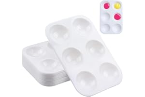 DXMWWTP 12 PCS White Plastic Paint Tray Palettes, 6 Well Rectangular Watercolor Oil Palette for Kids, Adult, Student Artist Craft Palettes,Painting Tray for Painting Party, DIY Craft and Art Painting