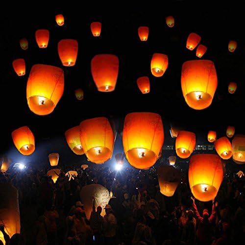 Amaethon Chinese Paper Lanterns Sky Fire Fly Candle Lamp 50pcs Wish Wedding Party New White Color
