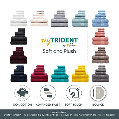 TRIDENT 6 Piece Bath Towel Set for Bathroom 2 Large Bath Towel, 2