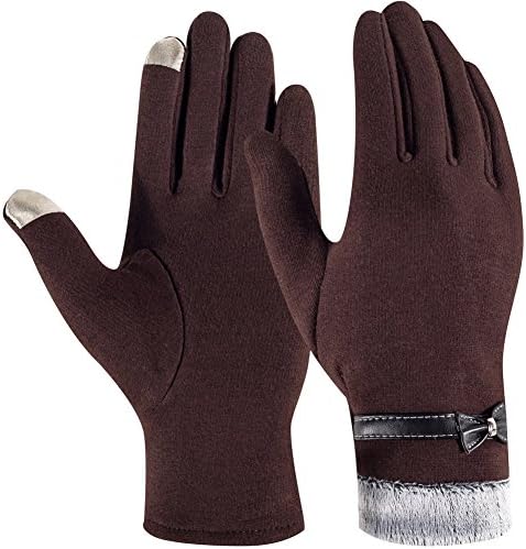 Beownwear Women's Winter Touchscreen gloves, Cold Weather Outdoor Gloves for Running Cycling Motorcycle Driving (Brown)