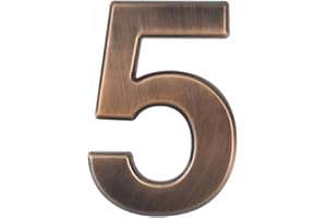 RSACCSKY 4 inch House Numbers Mailbox Numbers 3D 0-9 Waterproof Numbers for Outside Self Adhesive Number for Door, Garbage Bins, Address Number (Bronze-5)