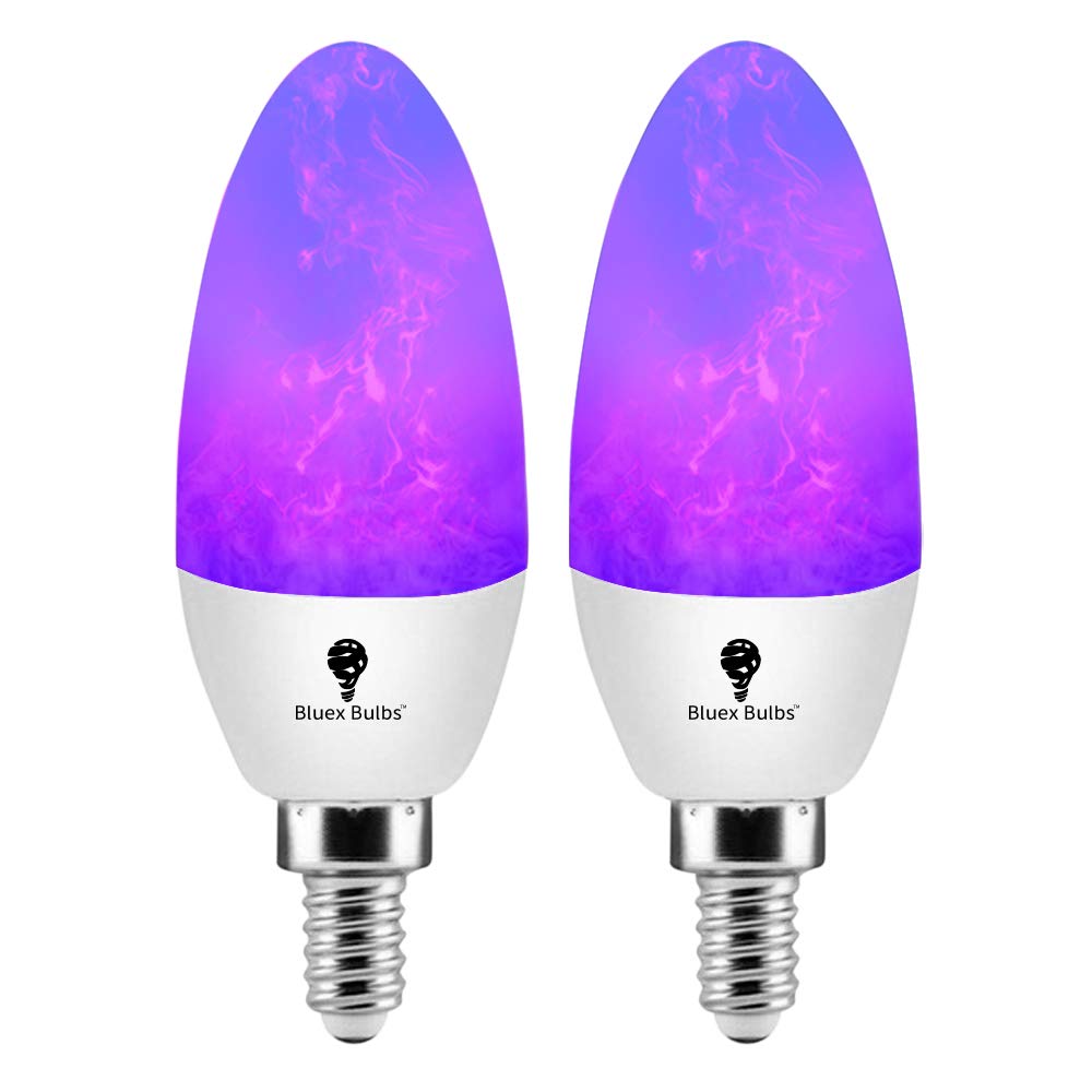 Photo 1 of 2 Pack E12 Flame Bulb LED Purple Fire Bulbs - Decorative Flickering Bulbs 3 Mode 3W Candelabra Candle Purple Light Bulb for Chandelier Vintage Lighting Halloween Bulbs