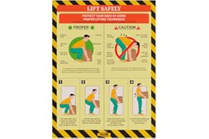 Yellow Safety - Workplace Safety Poster - Non-Lamintated, 12 x 16 (Lifting)