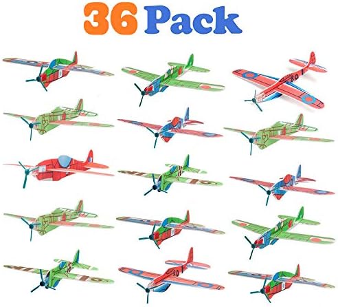 VCOSTORE Flying Glider Planes 36 Pack, 8 inch Easy Assembly FlyingToy for Kids & All Ages, Party Favors for Birthday Party, Carnival Prizes, School Classroom Rewards for Kids Handout Bag Fillers