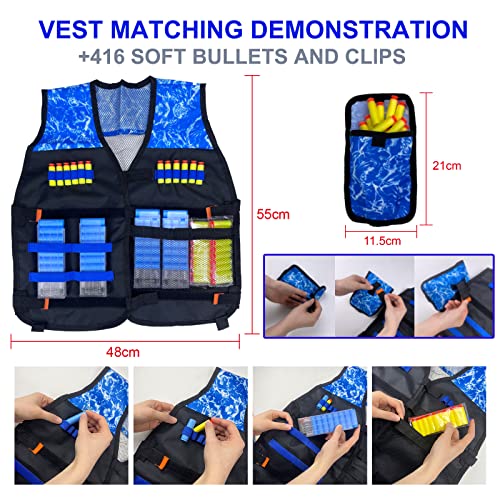 AGM MASTECH Shell-Throwing Foam Blaster Soft Bullet Gun Set with Tactical Vest Kit Including AWM and 416 Each