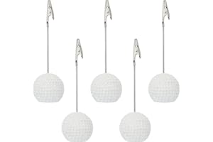 RONRONS 5 Pack Resin Ball Base Memo Clip Holder Stand Note Paper Clip Pictures Card Display with Alligator Clip,Golf
