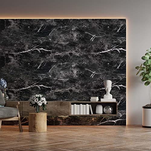 Black Marble Paper Granite Wallpaper 11.8" X 78.7" Countertop Peel and
