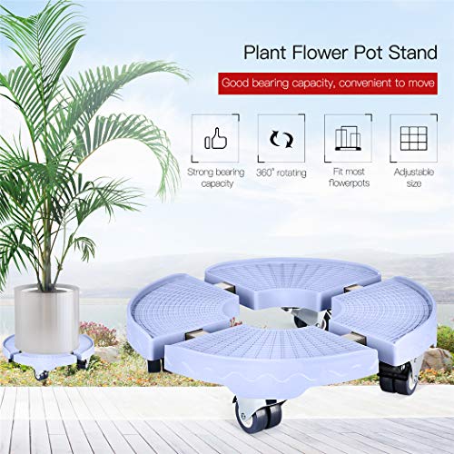 inkint Plant Flower Pot Stand with Wheels Heavy Duty Removable Plant Caddy Flower Pot Stands on Wheels for Indoor Outdoor Home Garden 440lb Capacity 20”