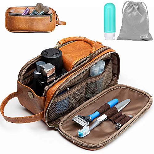 Toiletry Bag for Men or Women - Dopp Kit For Travel. Large Cosmetic and Shaving Bag. Toiletries Organizer PU Leather Bags (Standard, Brown) 1 Toiletry Bag for Men or Women - Dopp Kit For Travel. Large Cosmetic and Shaving Bag. Toiletries Organizer PU Leather Bags (Standard, Brown)