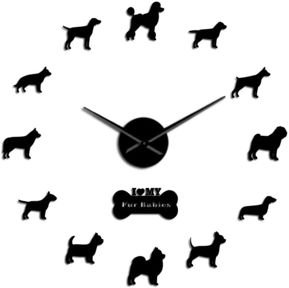 Amazon Malxs壁時計ドーベルマンポメラニアンロットワイラープードルピットブルシベリアンハスキージャックラッセルポピュラーミックス犬品種3d Diy壁時計子犬ホームデコリビングルームベッドルームキッチンなど 置き時計 掛け時計 オンライン通販