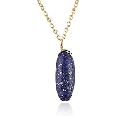 GEMSYMPHONY Oval Cabochon Necklace for Women – Gold Plated Hypoallergenic Pendant Jewelry – Smooth Polished Oval Cabochon Design, Minimalist Dainty Lightweight Style with Adjustable Chain Gift