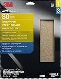 3M Sandpaper, 32115, 80 Grit, 9 in x 11 in, 5 per pack