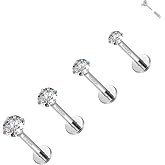 ALACLO G23 Titanium Chain Vertical Hidden Helix Jewelry Flat Back Threaded Stud Earrings for Women Dangle Cartilage Floating Helix Rook Piercing Jewelry 6mm