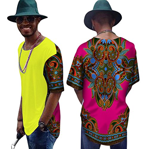African Unisex Dashiki Print Bright Cotton Casual T-shirt Top