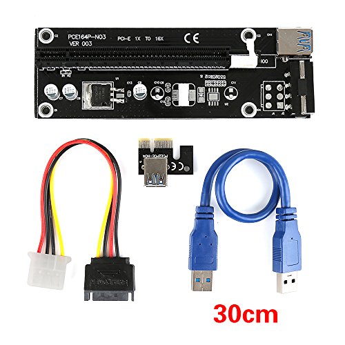 MADON DONGD Extender Cable USB 3.0 Converter SATA PCI Express PCI-E 1X to 16X Riser Card 4Pin DC Power Supply Cable 30CM for Bitcoin Mining