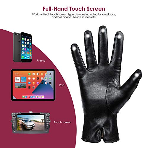 Womens Winter Leather Gloves Touchscreen Texting Warm Driving Lambskin