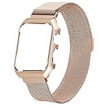 Apple Watch Band 42mm,LikeItY Milanese Loop Stainless Steel Magnetic Band with Metal Case for Apple Watch Series 1/2 - Anti-scratch Soft Rubber Lining Replacement Strap for iWatch - Retro Gold