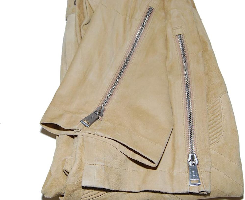Ralph Lauren Black Label Mens Suede Leather Moto Pants Brown Beige Tan: Clothing