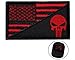 Tactical Morale Patch USA Flag Punisher Skull Patch Embroidered Hook&Loop Fastener Backing Military Emblem(Red + Black1)