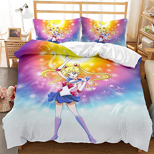Sailor Moon Duvet Cover Set King Size for Girls Anime Quilt Coverlet