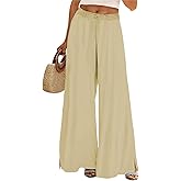 MARSVOVO Pants for Women Trendy Wide Leg Summer Loose Drawstring Ankle Elastic High Waisted Comfort Breathable Trousers