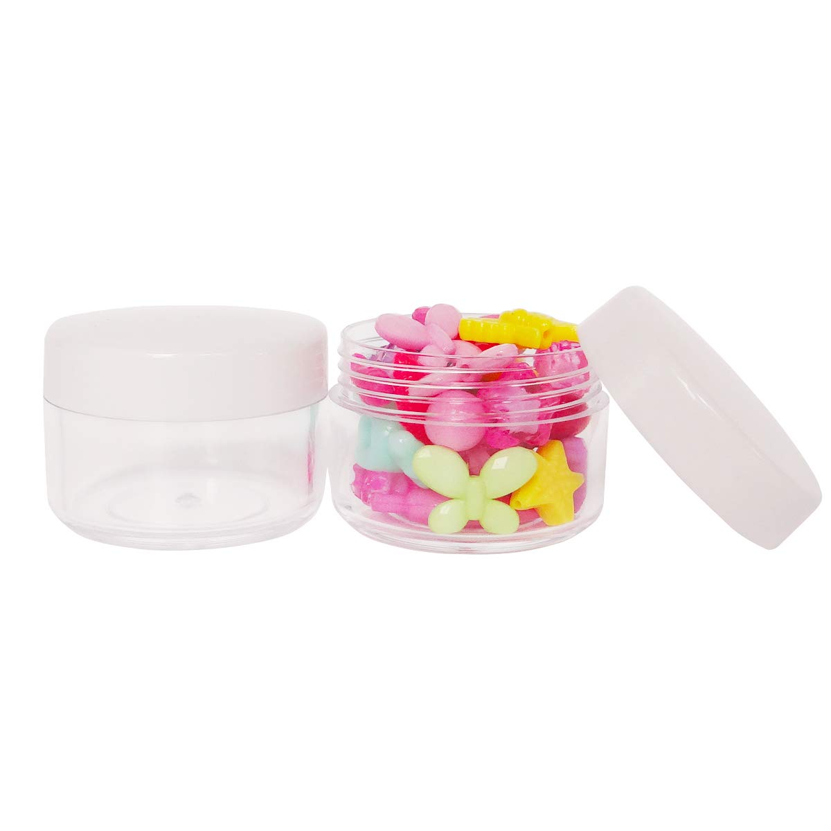 GreatforU 20pcs 15 Gram 15ml Small Empty Sample Jars, Refillable Cosmetic Container, Plastic Round Pot WHITE Screw Cap Lid, Tiny 15g Bottle for Makeup Eye-shadow Nails Salves Ointments, Free Spatulas : Beauty