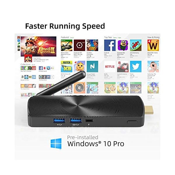 MeLE Fanless Mini PC Stick, Intel Celeron J3455 6GB RAM 128GB ROM Computer Stick with Windows 10 Pro, Micro PC Runs at 2…