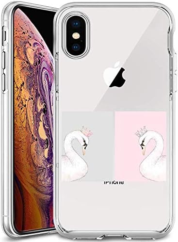 Soft TPU Case for Newly Released iPhone Xs Max, Transparent Clear Lightweight Printed Swan Pairs iPhone Xs Max [Latest Model 2018] Cover Case