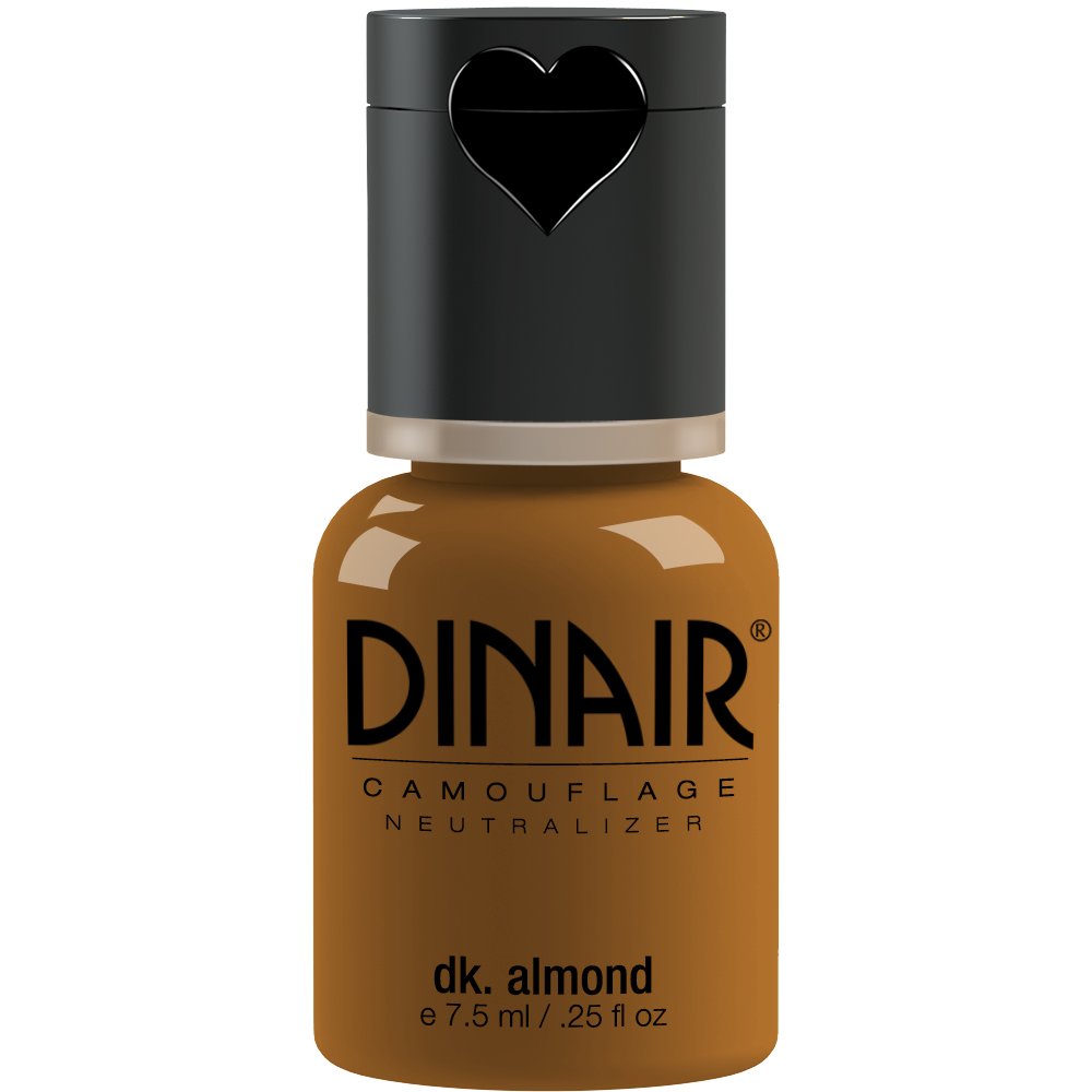 Dinair Airbrush Makeup Foundation | Dark Almond 0.25 oz | Camouflage Neutralizer - Covers Scars, Acne, Tattoos, Vitiligo, Under Eye circles, Sun Spots