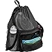 ButterFox Large Swimming Equipment Mesh Bag With Separated Waterproof Dry Compartment, Dry and Wet Separated (Black)
