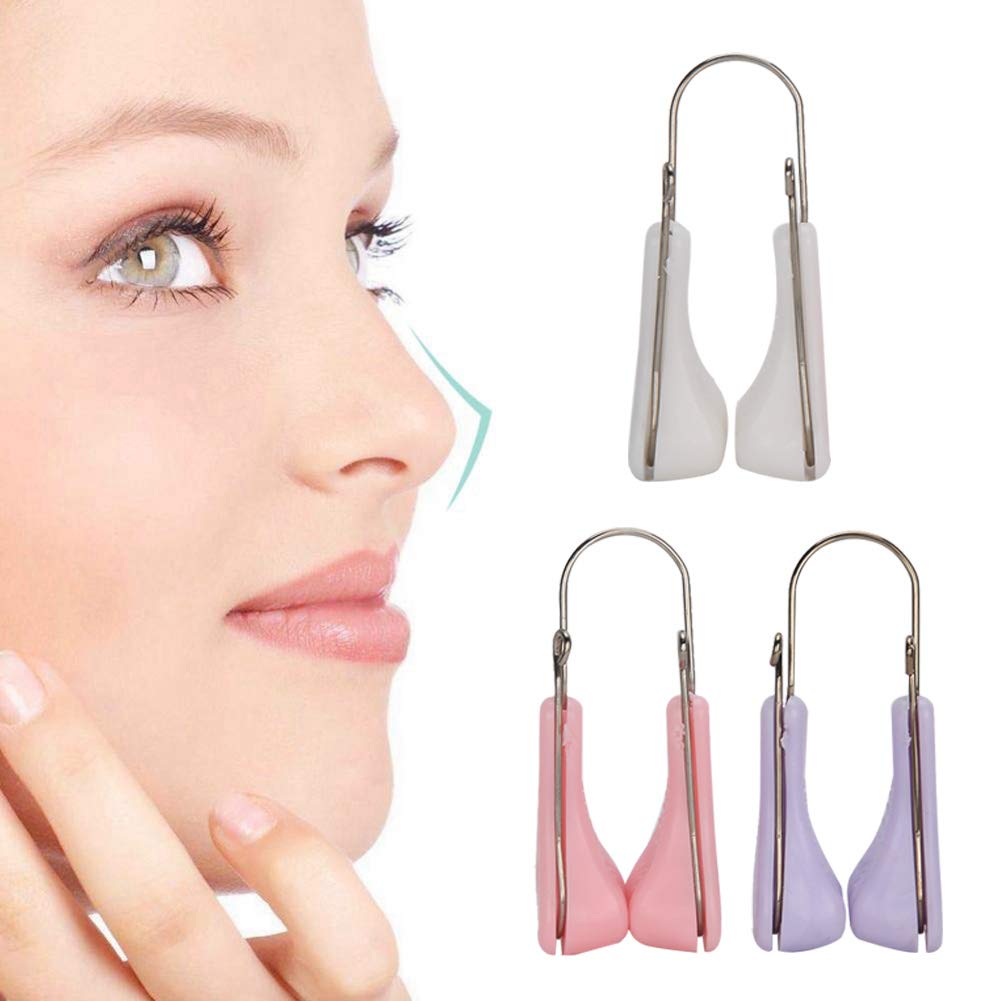 Nose Shaper Clip, Pain-Free Nose Bridge Straightener Corrector, Soft Silicone Nose Bridge Shaping Nose Slimming Nose Up Lifting Clips Tool(Pink+Purple+White)