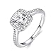 EnjoIt Silver Plated CZ Crystal Square Rings Wedding Rings for Women