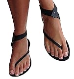 Womens Sandals Flat Ankle Buckle Gladiator Thong Flip Flop Casual Summer Shoes