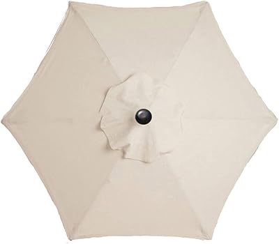 TWSOUL Replacement Parasol Fabric Cover 2.7 m 6 Ribs White UV30+ Canopy