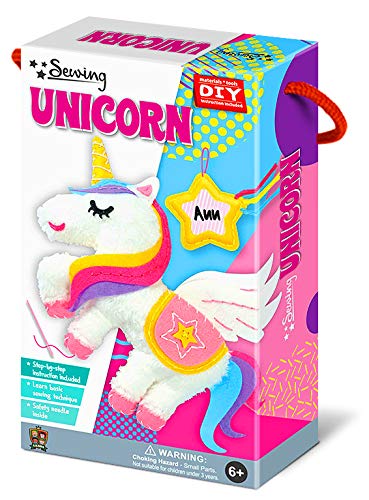 Magic World DIY Personalised Sewing Kit - My Magical Unicorn | Frist Sewing Arts & Crafts Gifts | Educational Sewing Kit for Kids|Sew Your Own Unicorn (Safety Neddle & Instruction Included)