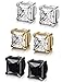 Jstyle 3 Pairs Stainless Steel Mens Womens Magnetic Stud Earrings Non-piercing CZ 5-8mm