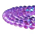 Asingeloo 60PCS 6mm Natural Light Purple Mystic Aura Quartz Gemstone Frosted Matte Titanium Round Loose Spacer Beads 15 inch Full Strand Crystal Healing Power Quartz
