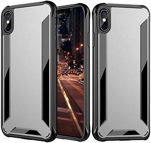 iPhone Xs Max Case, Amextrian Hard Back Cover and Soft Silicone Rubber Bumper Frame Shock Absorption Anti-Scratch Support Wireless Charging Compatible iPhone Xs max (2018)