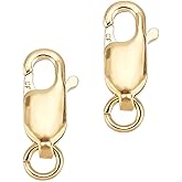 2pcs Adabele Real 1/20 14K Gold Filled 10mm (0.4 Inch) Small Italian Rectangle Lobster Trigger Clasps Open Jump Ring for DIY Craft Jewelry Making JK3-B1