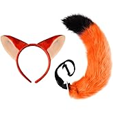 4pcs Fox Ears and Tail Costume Set with Floral Tie and Felt Patch – Fun Animal Dress-Up Kit for Cosplay Fans, Parties, Halloween, and Movie-Inspired Looks Orange