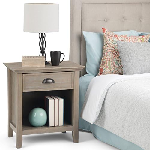 Simpli Home 3axcaca 02gr Acadian Solid Wood 24 Inch Wide Rustic Bedside Nightstand Table In Distressed Grey Ltd End Tables