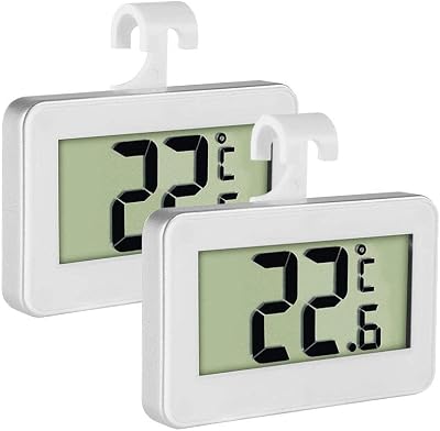 Pack of 2 LCD Fridge Freezer Thermometer Monitor with Hanging Hook