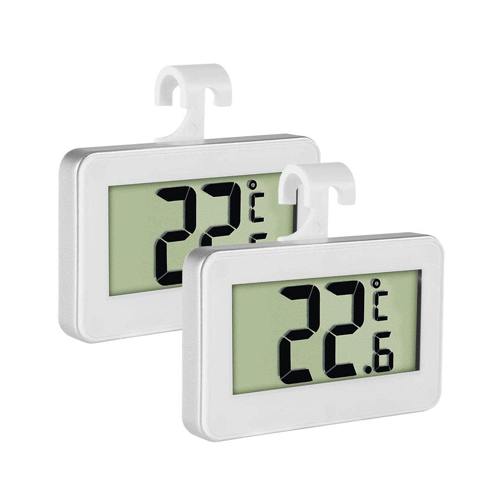 INRIGOROUS Pack of 2 LCD Digital Fridge Freezer Thermometer Monitor with Hanging Hook and Retractable Stand