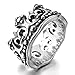 INBLUE Men's Stainless Steel Ring Band Silver Tone Black Royal King Crown Knight Fleur De Lis Cross