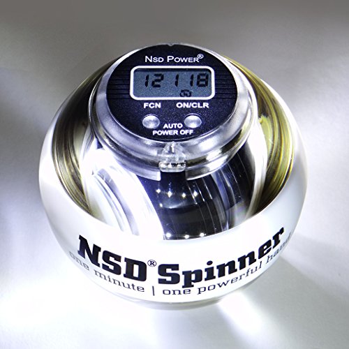NSD Power PB-188LC Fusion Spinner Gyroscopic Wrist and Forearm Exerciser Featuring Digital LCD Counter & LED Light, White