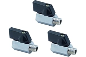 HongBoW Hardware 3 Pcs 1/8" Brass Mini Ball Valve NPT Female x Male Shut-Off Valve